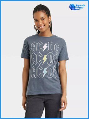 Medium - Womens AC/DC Short Sleeve Graphic T-Shirt - Gray